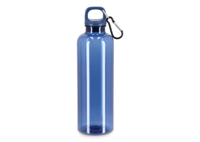 Bouteille promotionnelle 750ml avec mousqueton Noa R-PET Transparent bleu foncé